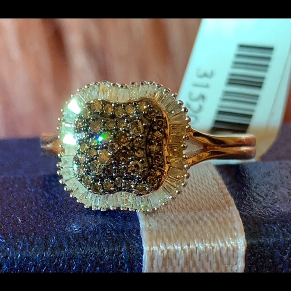0.75 Cts Natural Champagne Diamond Cluster Ring
